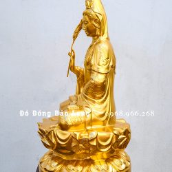 Tượng Quan Thế Âm Bồ Tát bằng đồng dát vàng 9999 cao 61cm