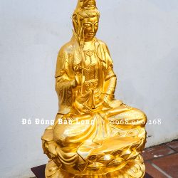 Tượng Quan Thế Âm Bồ Tát bằng đồng dát vàng 9999 cao 61cm