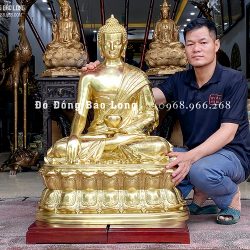 Tượng Phật Thích Ca Xúc Địa Ấn Bằng Đồng Catut Cao 1m