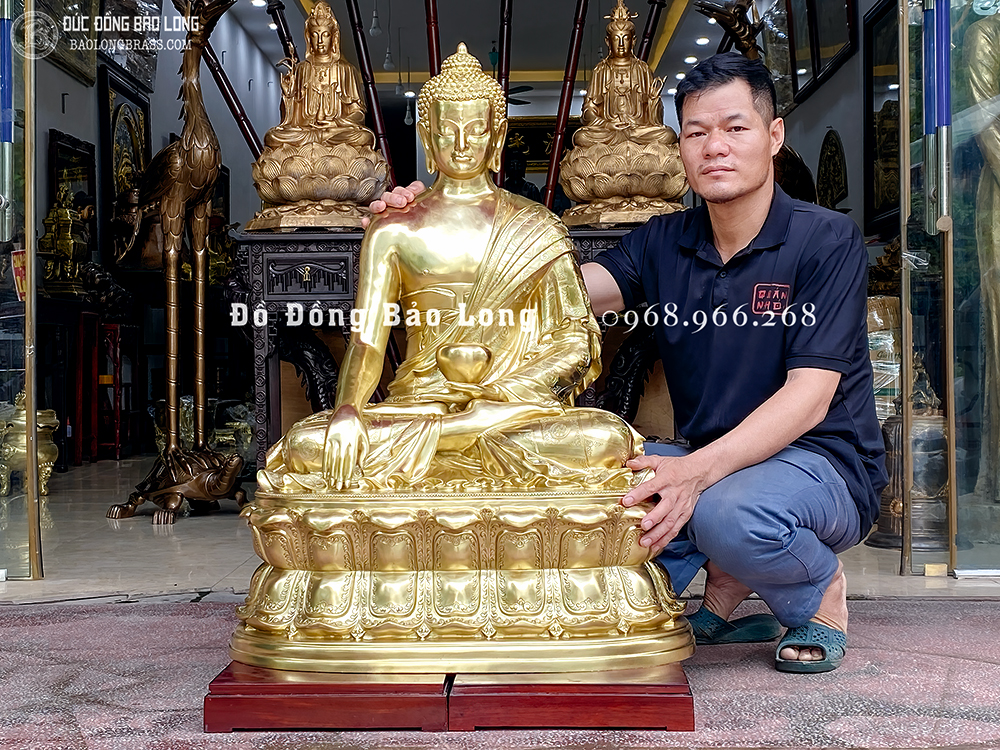Tượng Phật Thích Ca Xúc Địa Ấn Bằng Đồng Catut Cao 1m