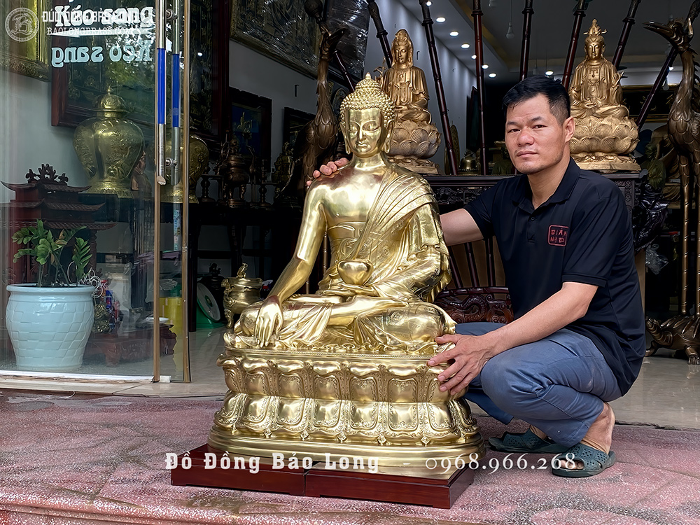 Tượng Phật Thích Ca Xúc Địa Ấn Bằng Đồng Catut Cao 1m