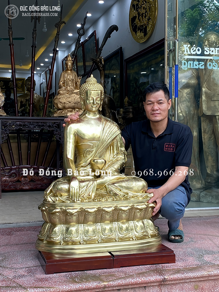 Tượng Phật Thích Ca Xúc Địa Ấn Bằng Đồng Catut Cao 1m