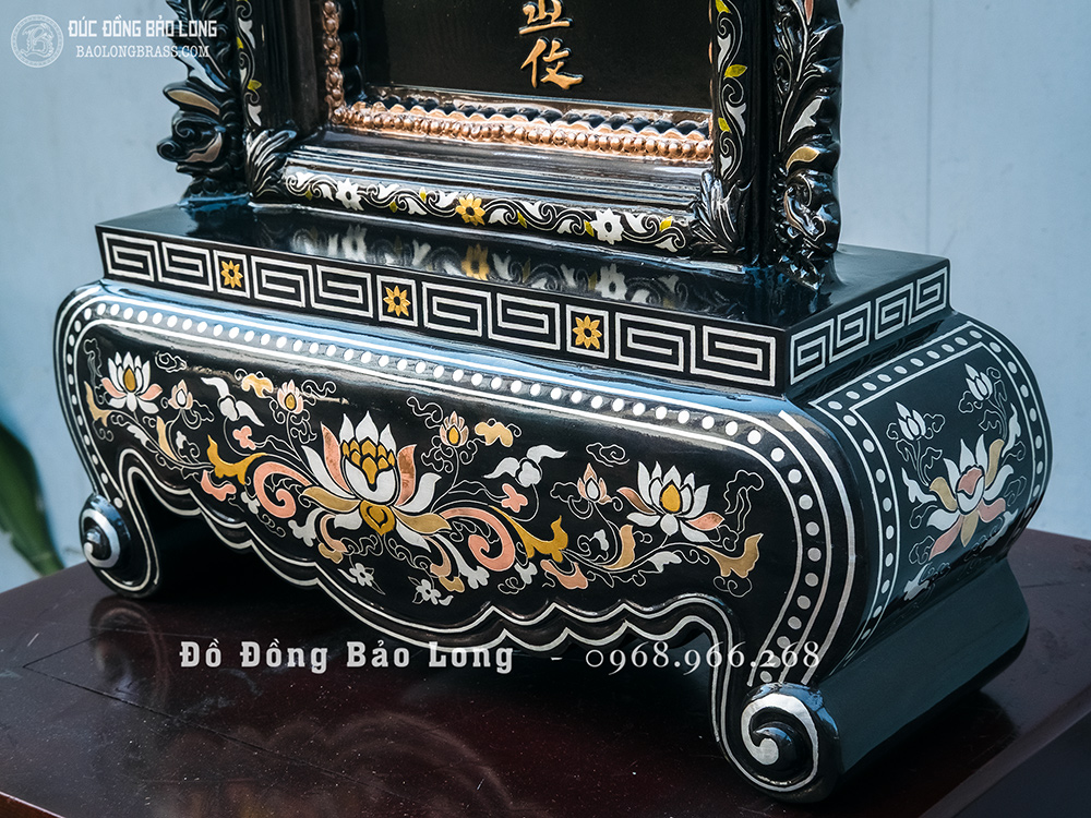 Bài Vị Đúc Nổi Chữ Theo Yêu Cầu Bằng Đồng Khảm Ngũ Sắc Cao 50Cm