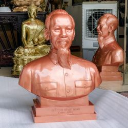 Tượng Bác Hồ Bán Thân Bằng Đồng Đỏ Cao 89Cm Để Bục