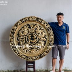 Mâm đồng Tứ Linh Long - Lân - Quy - Phụng bằng đồng ĐK 1m2