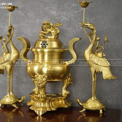 Bộ Tam Sự đồng vàng catut cao 60cm màu vàng bóng