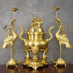 Bộ Tam Sự Đồng Vàng Catut Cao 60Cm Màu Vàng Bóng