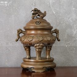 Đỉnh đồng Thập Sòi màu trầm cổ cao 46cm