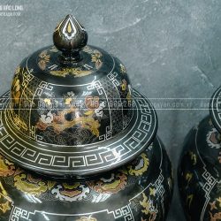 Đôi Chóe bằng đồng khảm ngũ sắc Tứ Quý cao 81cm
