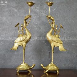 Đôi hạc đồng vàng catut cao 60cm màu vàng bóng
