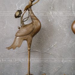 Đôi Hạc Đồng Vàng Cao 60Cm Màu Trầm Cổ