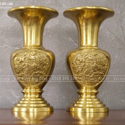 Đôi lọ Hoa Khai Phú Quý bằng đồng thau cao 38cm