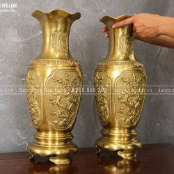 Đôi Lọ Tứ Quý bằng đồng vàng cao 50cm