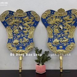 Quạt Ba Tiêu bằng đồng vàng 78cm x 50cm