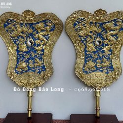 Quạt Ba Tiêu bằng đồng vàng 78cm x 50cm