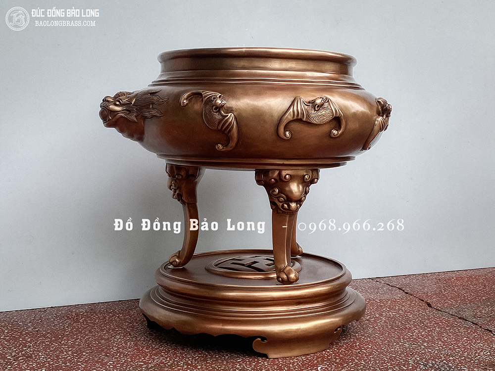 Lư Xông Trầm Bằng Đồng Đỏ Cao 50Cm Màu Trầm Cổ