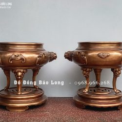 Lư xông trầm bằng đồng đỏ cao 50cm màu trầm cổ