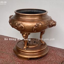 Lư xông trầm bằng đồng đỏ cao 50cm màu trầm cổ