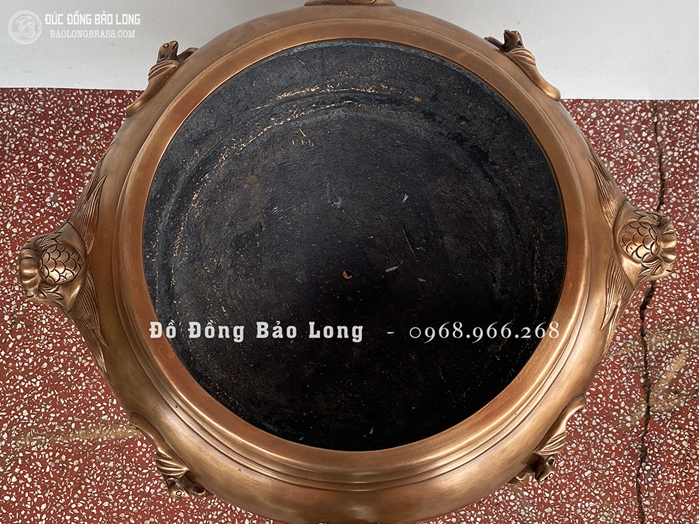 Lư Xông Trầm Bằng Đồng Đỏ Cao 50Cm Màu Trầm Cổ