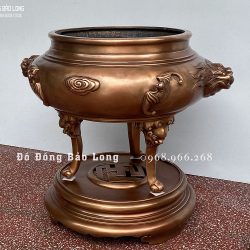 Lư xông trầm bằng đồng đỏ cao 50cm màu trầm cổ