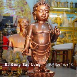 Tượng Đức Phật Thích Ca Đản Sinh Bằng Đồng Đỏ Cao 81Cm