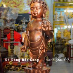 Tượng Đức Phật Thích Ca Đản Sinh Bằng Đồng Đỏ Cao 81Cm