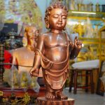 Tượng Đức Phật Thích Ca Đản Sinh Bằng Đồng Đỏ Cao 81Cm