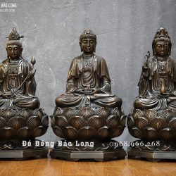 Bộ tượng Tây Phương Tam Thánh bằng đồng đỏ cao 69cm