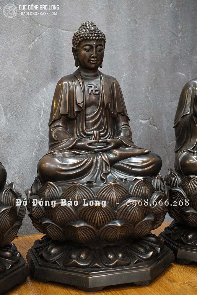 Bộ tượng Tây Phương Tam Thánh bằng đồng đỏ cao 69cm