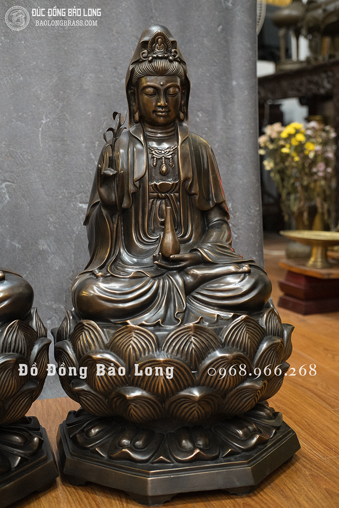 Bộ tượng Tây Phương Tam Thánh bằng đồng đỏ cao 69cm
