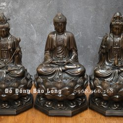 Bộ tượng Tây Phương Tam Thánh bằng đồng đỏ cao 69cm