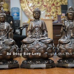 Bộ tượng Tây Phương Tam Thánh bằng đồng đỏ cao 69cm